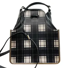 良品 CARVEN カルヴェン チェック柄 ショルダーバッグ ブラック×ホワイト レディース 古着 中古 USED