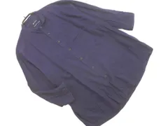 nano universe ナノユニバース リネン混 バンドカラー シャツ sizeS/紺 ■◇ メンズ