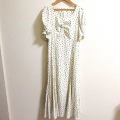 美品 22SS CELFORD セルフォード 割繊ドットワンピース 半袖 ロングドレス SWFO221049 サイズ36 アイボリー レディース 古着 中古 USED