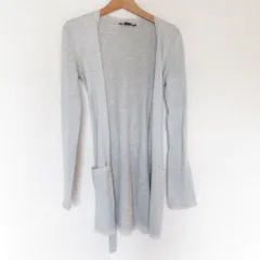 良品 A/X ARMANI EXCHANGE アルマーニエクスチェンジ ラメニット ロングカーディガン XS グレー レディース 古着 中古 USED