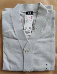 UNIQLO リネン混の薄手春夏カーディガン グレーベージュM