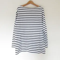 良品 Le minor ルミノア ボーダーワイドチュニックプルオーバー 長袖 バスクシャツ カットソー 61896-D43 サイズ3 ホワイト ブラック レディース 古着 中古 USED