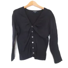 美品 BURBERRY バーバリー ストレッチ シルクブレンド Vネック ニット カーディガン 1 ブラック レディース 古着 中古 USED