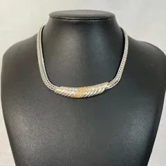 【管2602-190】Christian Dior クリスチャンディオール ネックレス シルバーカラー ゴールド装飾 ラインストーン 刻印あり ヴィンテージ  中古品