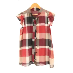 美品 BLUE LABEL CRESTBRIDGE ブルーレーベル 55M01 420 フリルノースリーブ ブラウス 38 ポリエステル ボウタイ シアー レディース AN2689A30 