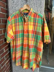 00s ポロ ボタンダウンチェック 半袖シャツ