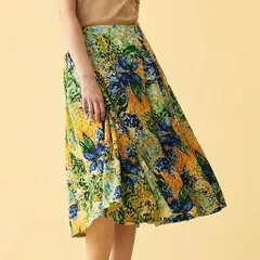 日本製 Ballsey TOMORROWLAND ボールジィ トゥモローランド マルチプルフラワープリント サイドタックスカート 総柄 花柄 マルチカラー レディース 11-05-01-05303