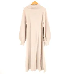 美品 BLUE LABEL CRESTBRIDGE ブルーレーベル 55J79643 バックリボンニットワンピース 38 ウール他 長袖 ロング丈 タートルネック レディース AO3689A23 