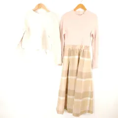 美品 BLUE LABEL CRESTBRIDGE ブルーレーベル 55J55708 エアリーツイルカットソーコンビワンピース 36 ポリエステル100％ セットアップ カーディガン ロング丈 長袖 レディース AO3696A26 