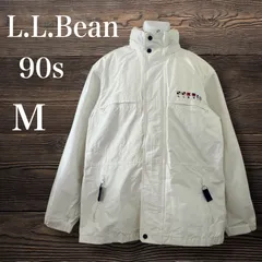 L.L.Bean エルエルビーン 90s メンズ ナイロンジャケット M (大きめ) ジップパーカー 2WAY ヴインテージ 71341 アウトドア ホワイト系 (B033)★