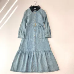 グレースコンチネンタル GRACE CONTINENTAL / ダイアグラム Diagram タンガリーデニムシャツワンピース 刺繍襟 ティアード ロング丈