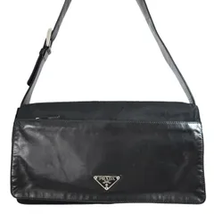 PRADA プラダ ロゴプレート ナイロン/レザー ショルダーバッグ B6758 ブラック K2602-k103