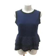 ジルスチュアート JILL STUART チュニック レース ティアード ノースリーブ F 紺 ネイビー 紫 パープル 黒 ブラック /MS