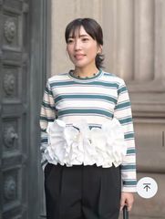 SET】パフスリーブランダムパールニット 黒+バックリボンボックス