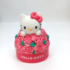 【中古】ハローキティ メルヘンシリーズ 陶器風 お花小物入れ レッド サンリオ キティちゃん レトロ レア
