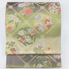 中古品　六通袋帯　芯あり　金糸　正絹　R448