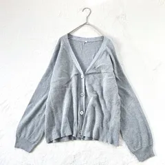ワッフル編み　カーディガン　羽織　Vネック グレー 綿100%（XL）ゆったり