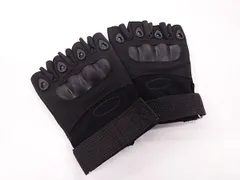 【B品】【ジャンク品】m3483 ミリタリーグローブ ハーフ ハードナックルガード付 Lサイズ 黒 指なし BK◆手袋 てぶくろ サバゲー 軽作業 サイクリング 装備