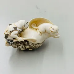 和風小物 唐子 翁 猿 法螺貝 動物　 拓殖 根付
