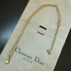Christian Dior クリスチャンディオール　1粒フェイクパールネックレス　ゴールドカラー　ビンテージ