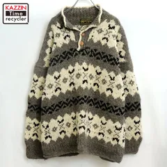80s vintage 総柄 エクアドル ウール ニットセーター メンズ XLサイズ相当 ビッグサイズ オーバーサイズ