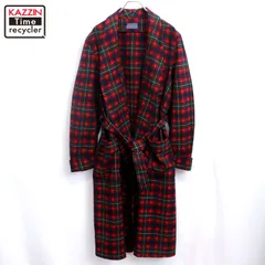 70s USA製 vintage PENDLETON チェック柄 ウール ガウン メンズ 表記Lサイズ