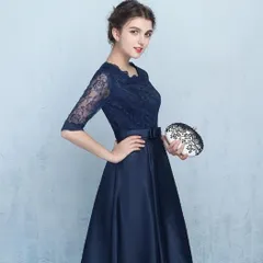 ＜在庫処分＞【新品】レディース パーティードレス 冬用 ミモレ丈 中袖 ワンピース 伴娘ドレス フォーマル 上品 bu1