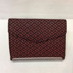 極美品】印傳屋 INDEN-YA 長財布 赤漆 黒地 菱菊柄 鹿革 甲州 ち15 