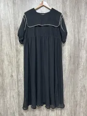 jumelle ジュメロ チュールパイピング セーラーカラー フレア ロング ワンピース sizeF/黒 ■◆ レディース