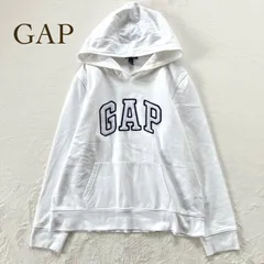 ギャップ GAP 裏起毛パーカー 白 L 刺繍ロゴ フード　ゆったり　カジュアル　無地