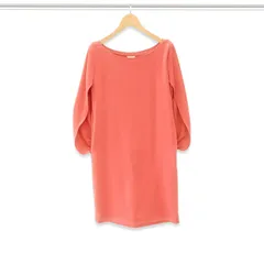 【パーティードレス】　オレンジ　袖スリットワンピース　結婚式　発表会 お呼ばれ　[送料無料]