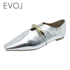 EVOL イーボル IY 5601 シルバー レディース シューズ パンプス フラット ローヒール 定番 靴