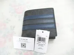 新品未使用　COACH 　コーチ　コイン ウォレット・シグネチャー キャンバス・ヴァーシティ ストライプ　品番: CDD00 BLC　メンズ　二つ折り財布