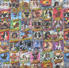 【ゆきちゃん限定】X2692 アメコミ風 キャバリア柄 コットン生地 1m