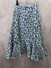 美品 LERASE レラーズ 花柄 ラメ糸 刺繍 総柄 ジャガード ロング フレア スカート sizeM/緑x白ｘ青  ■◇ レディース