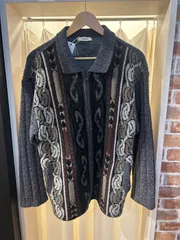 A-1741 Moare ジップアップ ニット ジャケット ウール グレー系 マルチカラー サイズL