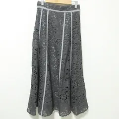 美品 23AW SNIDEL スナイデル ロング レースボリュームスカート フレアスカート SWFF234216 0 ダークグレー レディース 古着 中古 USED