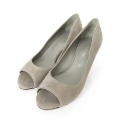 美品 sergio rossi セルジオロッシ スエード ウエッジソール オープトゥ パンプス 小さいサイズ 34.5 21.5cm相当 グレー レディース 古着 中古 USED