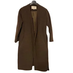 B083 Ray BEAMS ノーカラーラップコート ラップデザイン ツイード調 ブラウン