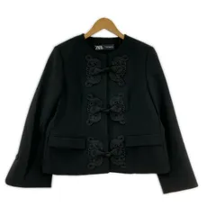 ZARAザラ 刺繍ノーカラージャケット sizeEUR M/ブラック