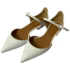 美品 pippichic ピッピシック ポインテッドトゥ ワンストラップ フラットセパレートパンプス 36.5 約23.5cm ホワイト レディース 古着 中古 USED