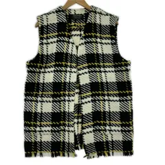 John branigan ジョンブラニガン アイルランド製 チェック柄 ニットベスト size表記なし/ホワイト×ブラック×イエロー