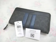 新品未使用　COACH 　コーチ   　アコーディオン ウォレット・シグネチャー キャンバス・ヴァーシティ ストライプ　品番: CCG34 SVA47　ラウンドファスナー長財布　メンズ　ジッピーウォレット