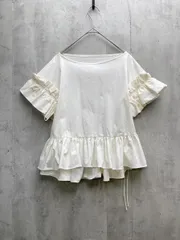 eimy istoire エイミーイストワール フリルスリーブボートネックブラウス 半袖 シャツ sizeF/白 ■◆レディース