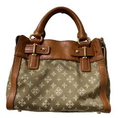 良品 russet ラシット レザー ナイロン モノグラム 2WAY ハンドバッグ ショルダーバッグ カーキ×ブラウン レディース 古着 中古 USED