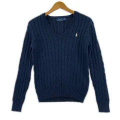 POLO RALPH LAUREN ポロ・ラルフローレン ケーブル編み Vネックニット sizeXS/ネイビー