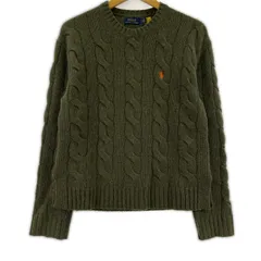 POLO RALPH LAUREN ポロ・ラルフローレン ケーブル編み ワンポイント刺繡ニット sizeS/カーキ