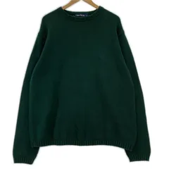 NAUTICA ノーティカ ワンポイント刺繡 クルーネックニット sizeL/ダークグリーン