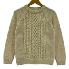 NATURAL BEAUTY BASIC ナチュラルビューティーベーシック ケーブル編み クルーネックニット sizeM/アイボリー系