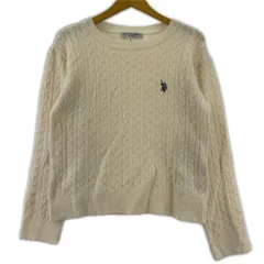U.S.POLO ASSN. ユーエスポロアッスン ワンポイント刺繡 ケーブル編みニット sizeM/ホワイト系